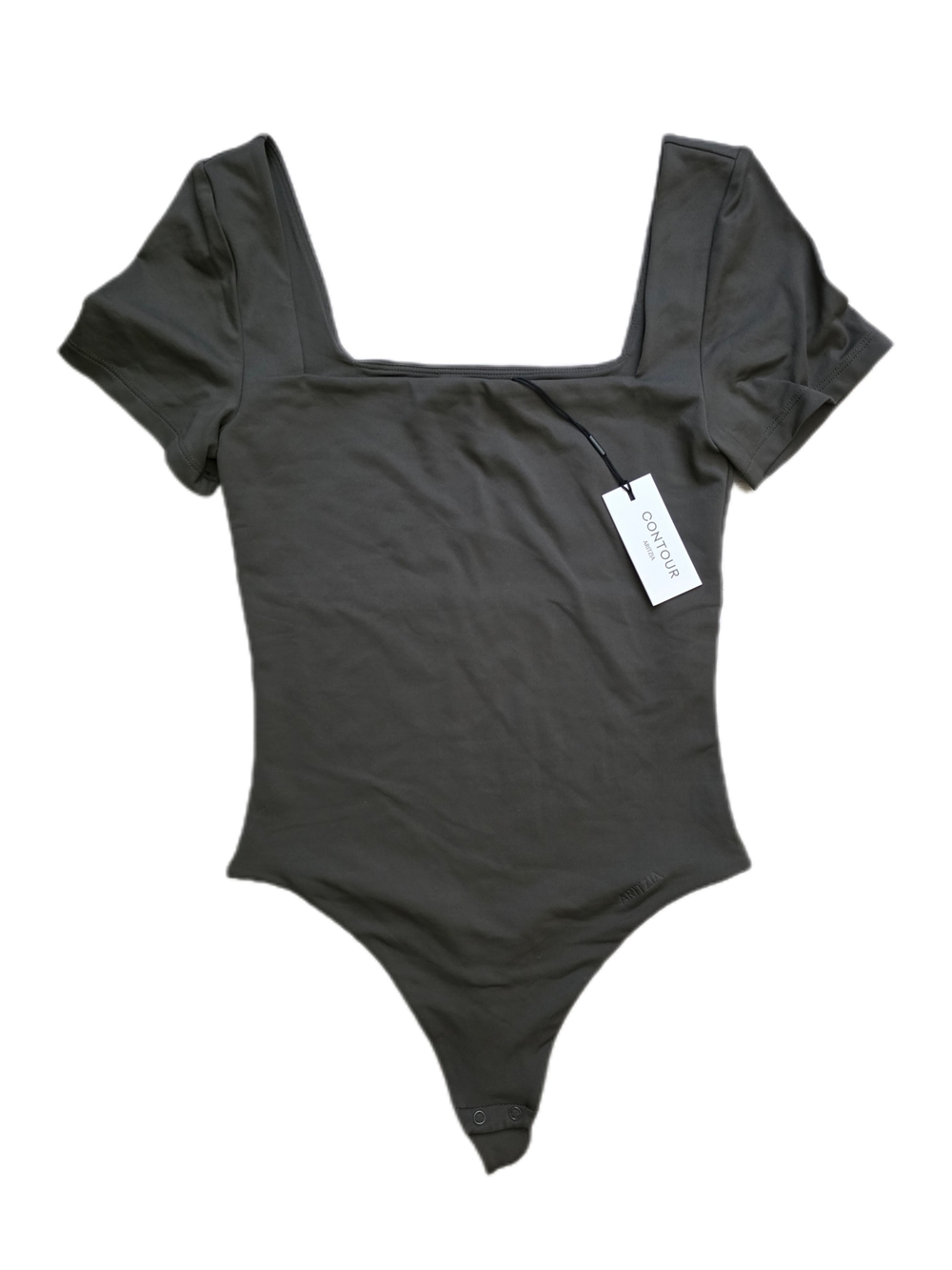 Aritzia Original Contour Manner Squareneck Bodysuit In Dark Olive Size Small